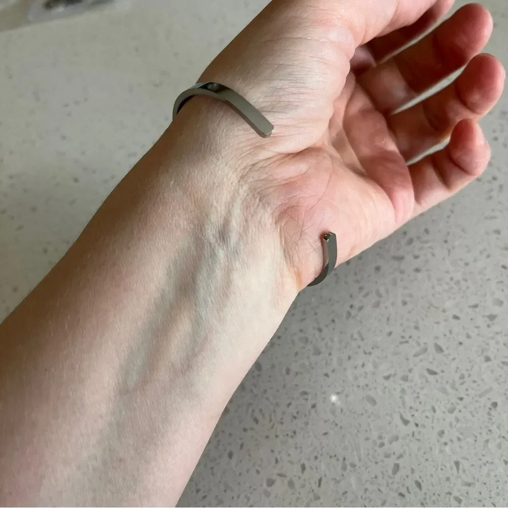 Silver Cross Cuff Bracelet - Women's Silver Tone Bracelet